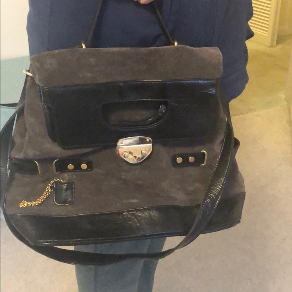 Foley Corinna Grey Suede Bag